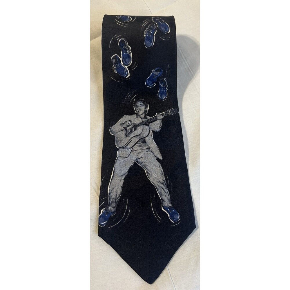Vintage 1991 Elvis Presley Blue Suede Shoes Superba Silk Tie